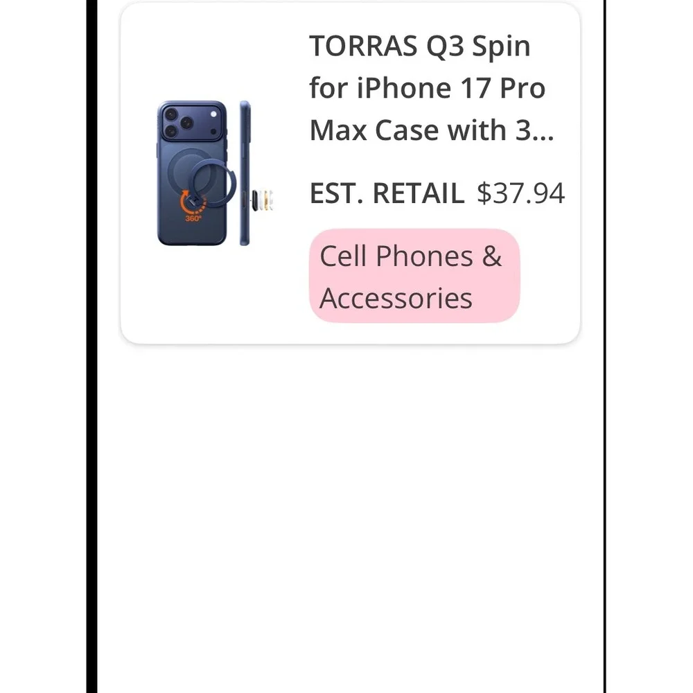 TORRAS Q3 Spin for iPhone 17 Pro Max‎ Case with Magnetic Ring Stand
